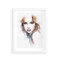 Plakat w ramie 30x40 - Abstrakcyjny portret kobiecy - grafika, kobieta - rama biała