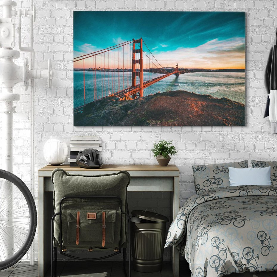 Obraz na płótnie 70x50 - Złoty Gate: majestatyczny most Ameryki