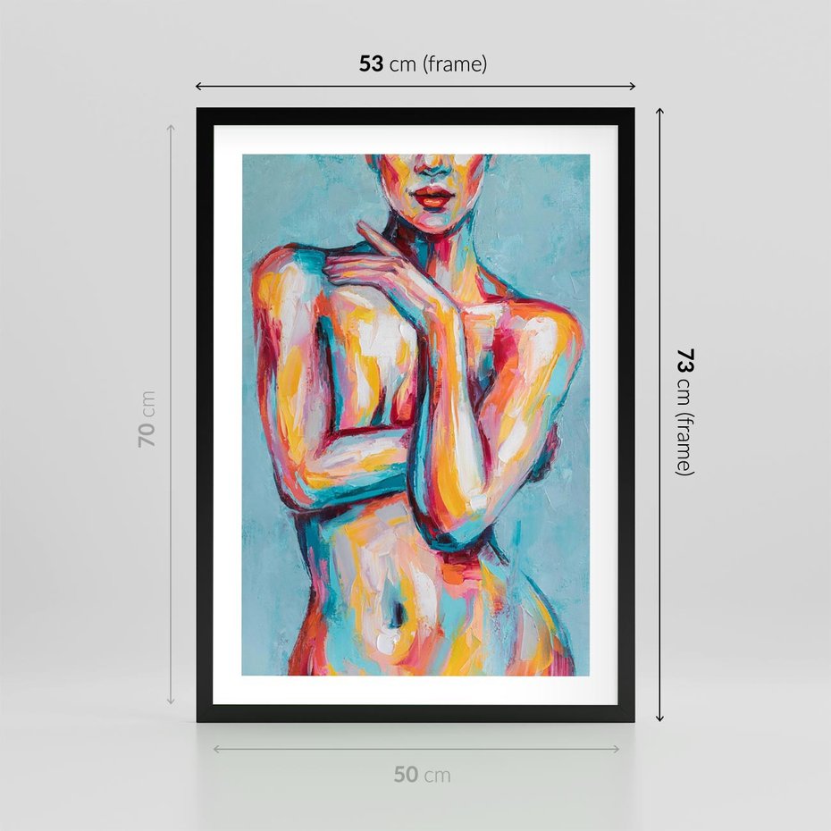 Plakat w ramie 50x70 - Nagie Natchnienie - obraz olejny, naga kobieta - rama czarna