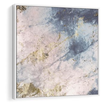 Obraz w ramie 50x50 - Luksusowa Dekoracja - marmur, złoto - rama biała