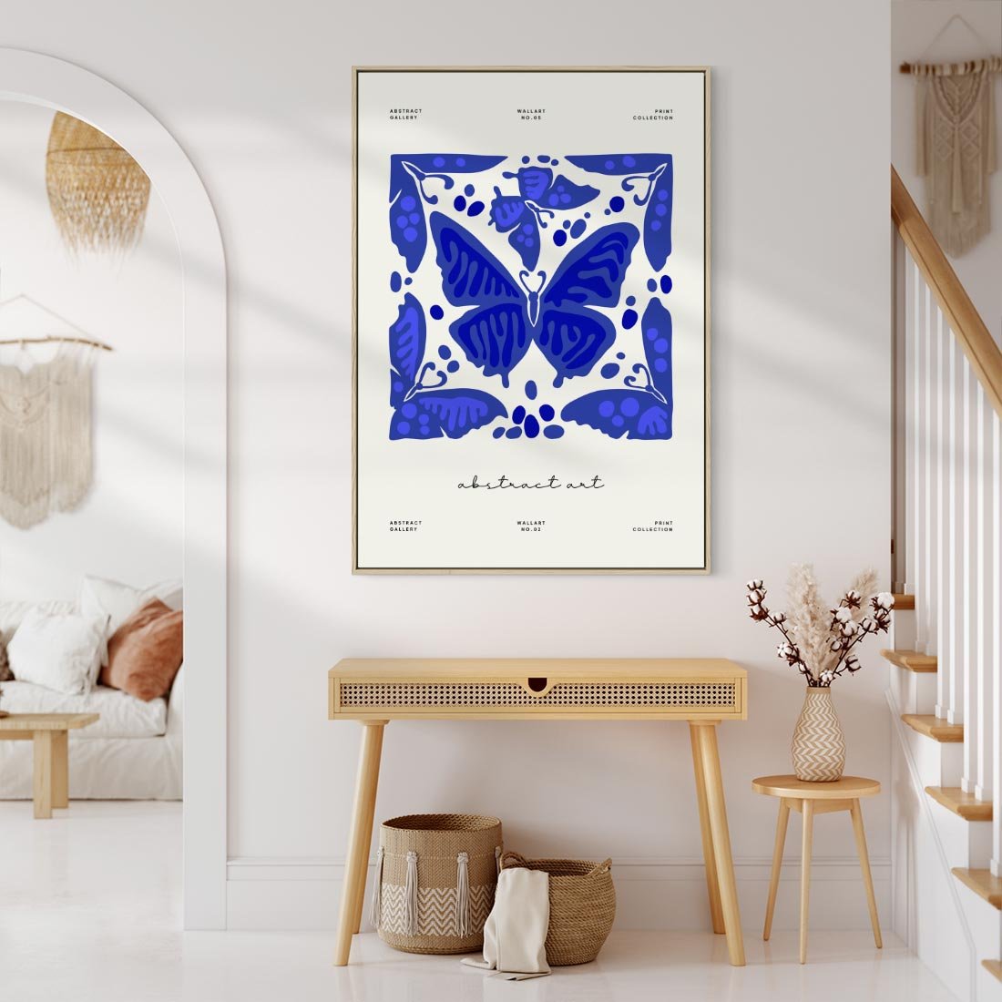 Obraz w ramie 50x70 - Wibracje Wnętrza - nowoczesny plakat, odcienie błękitu - rama drewno