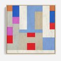 Obraz w ramie 80x80 - Bezczasowe Przenikanie Kształtów - abstrakcyjne geometryczne kształty, olejny obraz - rama drewno