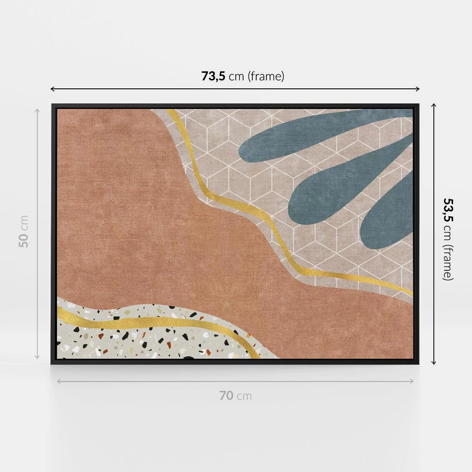 Obraz w ramie 70x50 - Tańczący w deszczu pigmentów - abstrakcyjne formy, rozlane farby - rama czarna