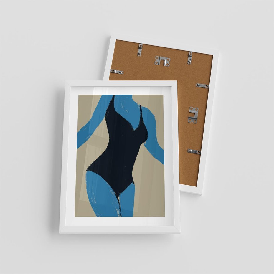 Plakat w ramie 30x40 - Zaklęta Kompozycja - abstrakcyjny plakat, nowoczesna sztuka - rama biała