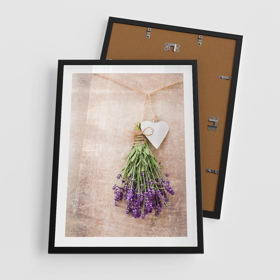 Plakat w ramie 50x70 - Romantyczny urok - lawenda, bukiet - rama czarna