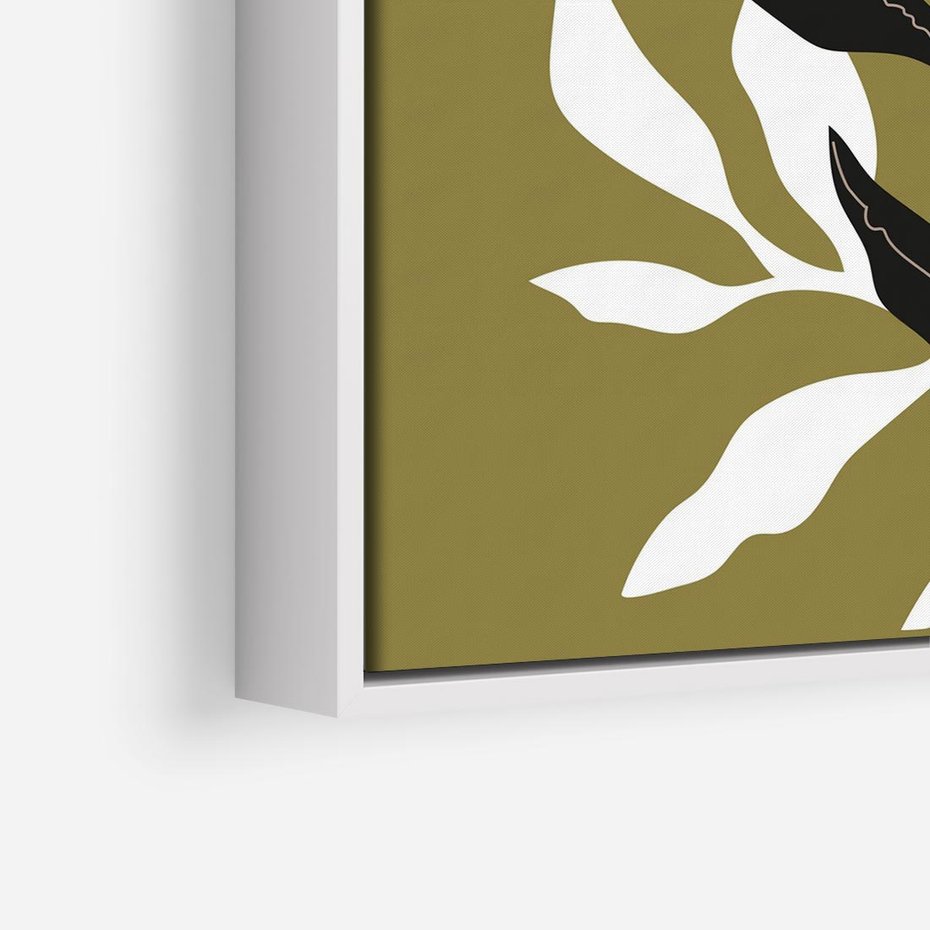 Obraz w ramie 80x80 - Wewnętrzne Odsłony - liście, gałązki - rama biała