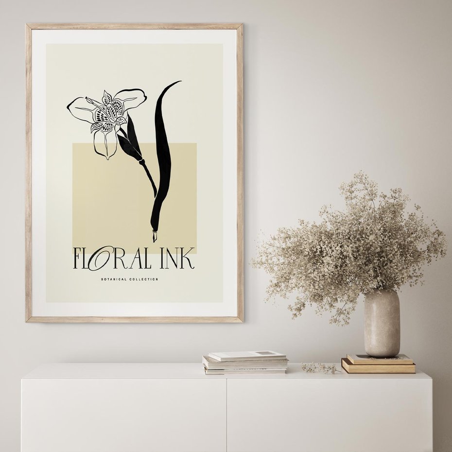 Plakat w ramie 40x50 - Wyblakłe odcienie snów - kwiat, irys - rama drewno