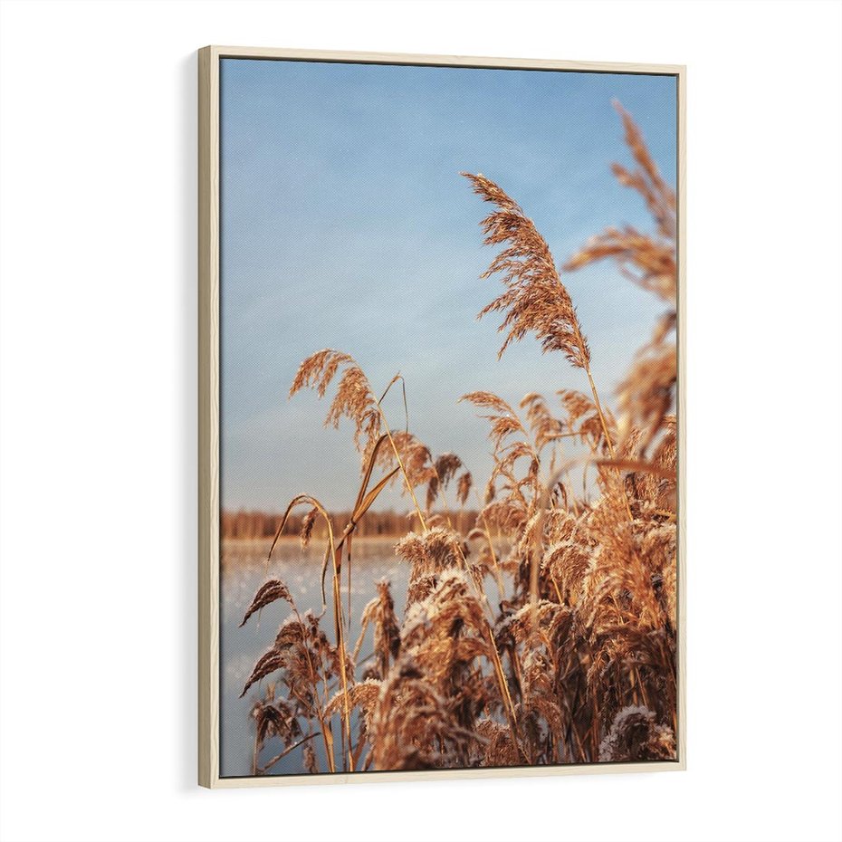 Obraz w ramie 80x120 - Wyraz Stylu - trawy, boho - rama drewno