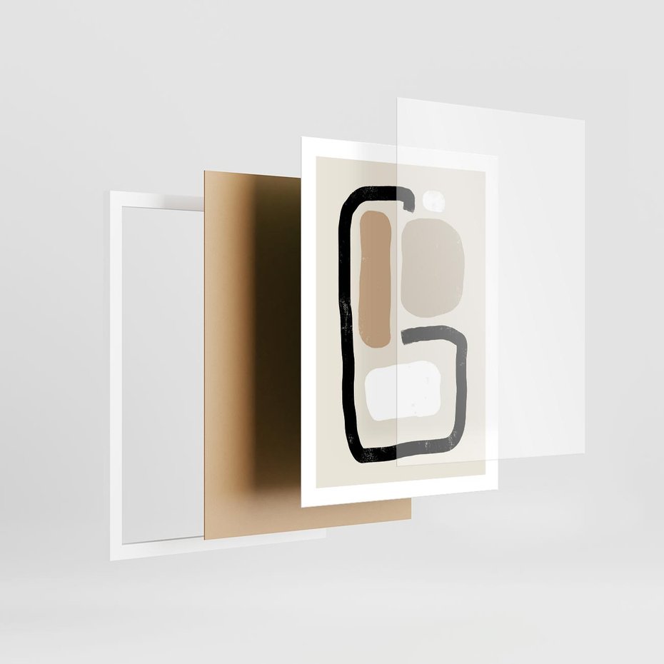 Plakat w ramie 50x70 - Kształtne Formy - geometryczne nieregularne kształty, nowoczesna kompozycja - rama biała