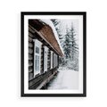 Plakat w ramie 50x70 - Cicha Zima - zima, domek w górach - rama czarna