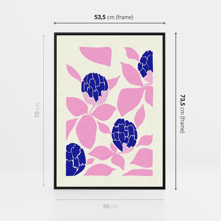 Obraz w ramie 50x70 - Impresje deszczu - nowoczesna kompozycja, kwiaty - rama czarna