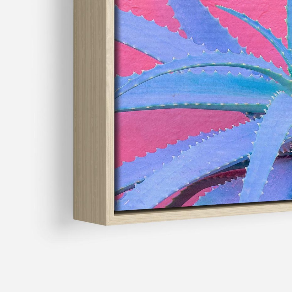 Obraz w ramie 50x50 - Piękno Pustyni - kaktusy, liście - rama drewno