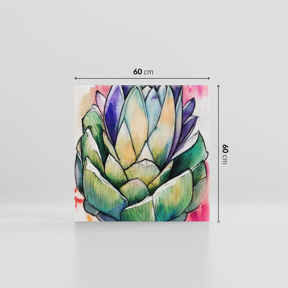 Obraz na płótnie 60x60 - Estetyczna Roślina - abstrakcja, akwarela