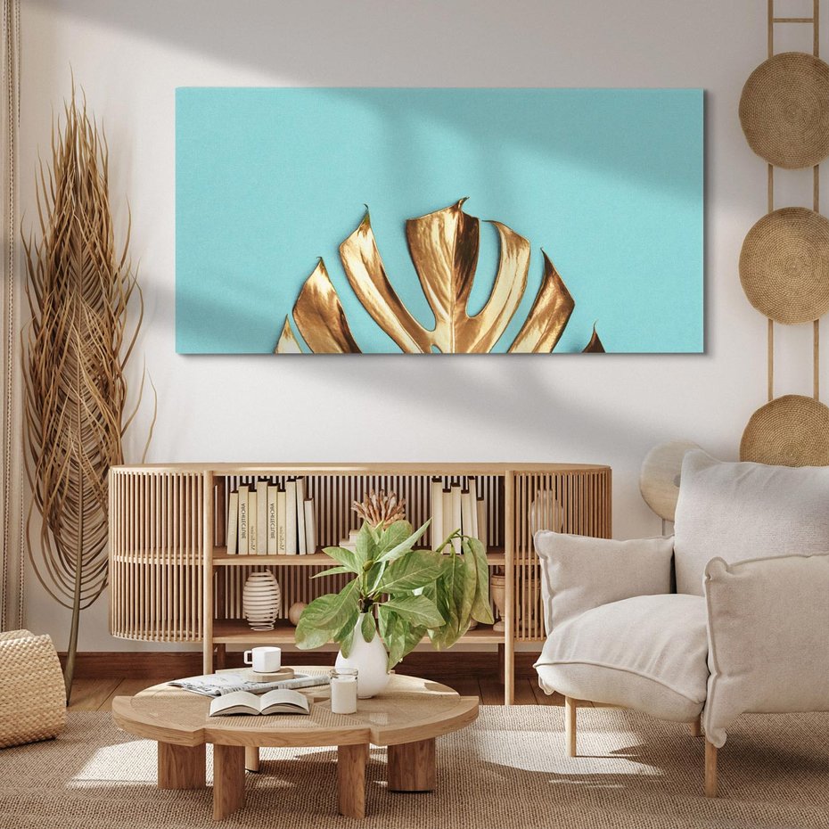 Obraz na płótnie 120x60 - Piękno Natury - złote, liście