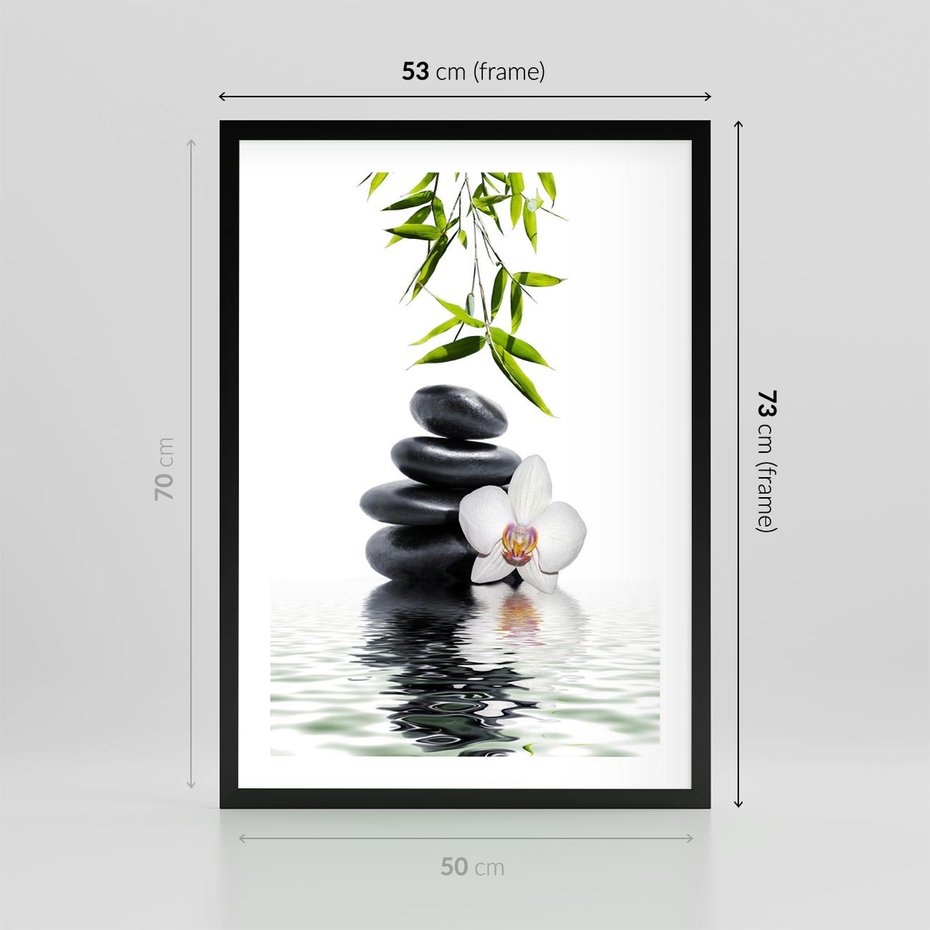 Plakat w ramie 50x70 - Orchidea w Spa - spa, orchidea - rama czarna
