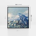 Obraz w ramie 50x50 - Majestat Błękitnych Szczytów - olejny obraz, górski pejzaż - rama czarna