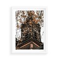 Plakat w ramie 50x70 - Jesienna Wieża w Liściach - architektura, wieża - rama biała