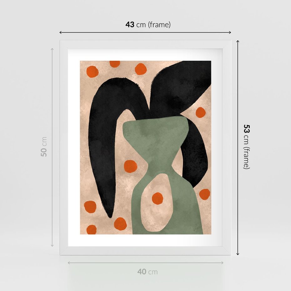 Plakat w ramie 40x50 - Impresje Boho - abstrakcyjny obraz, plakat - rama biała