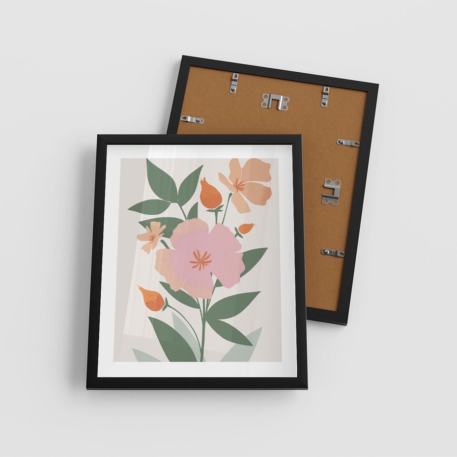 Plakat w ramie 40x50 - Kwiatowe Nastroje - kwiat, sztuka nowoczesna - rama czarna
