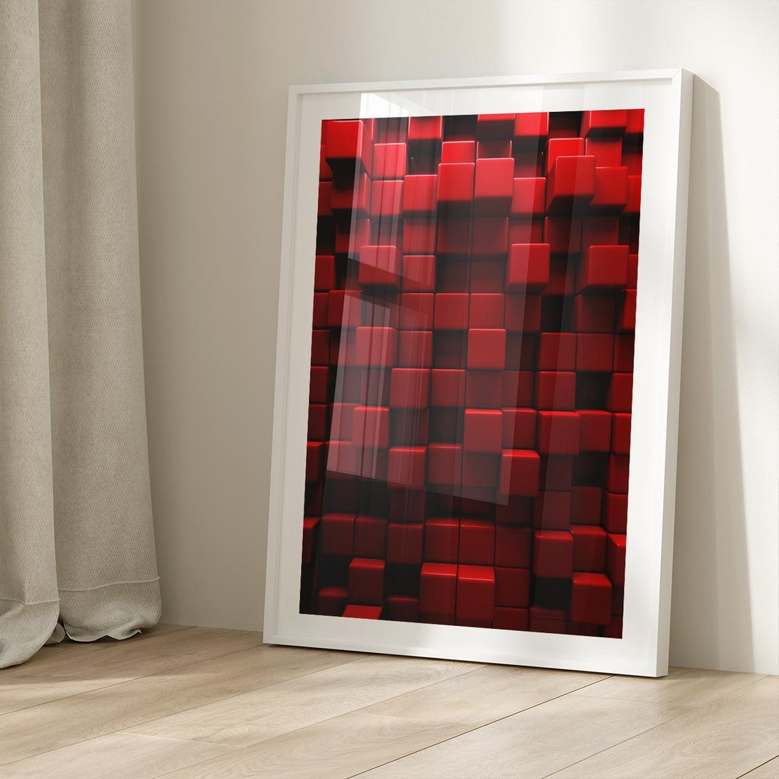 Plakat w ramie 40x50 - Geometryczne 3D: wizja przestrzeni - geometryczne, 3D - rama biała