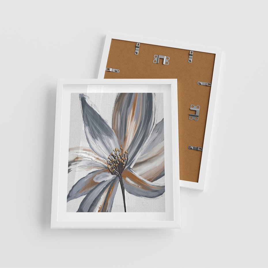 Plakat w ramie 40x50 - Olejne kwiaty - wyraz emocji - kwiaty, malowane - rama biała