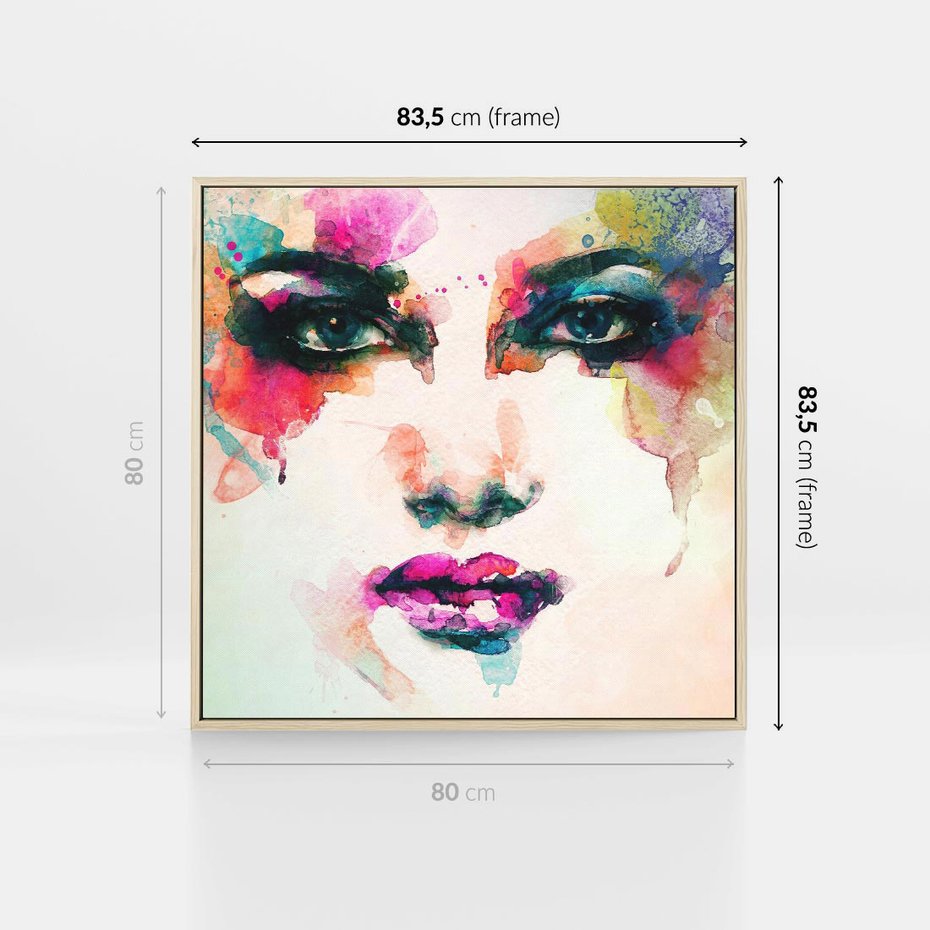 Obraz w ramie 80x80 - Kobieta Abstrakcja Twarz - kobieta, abstrakcja - rama drewno