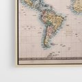 Obraz w ramie 50x50 - Światło Przeszłości - retro mapa świata, mapa - rama drewno