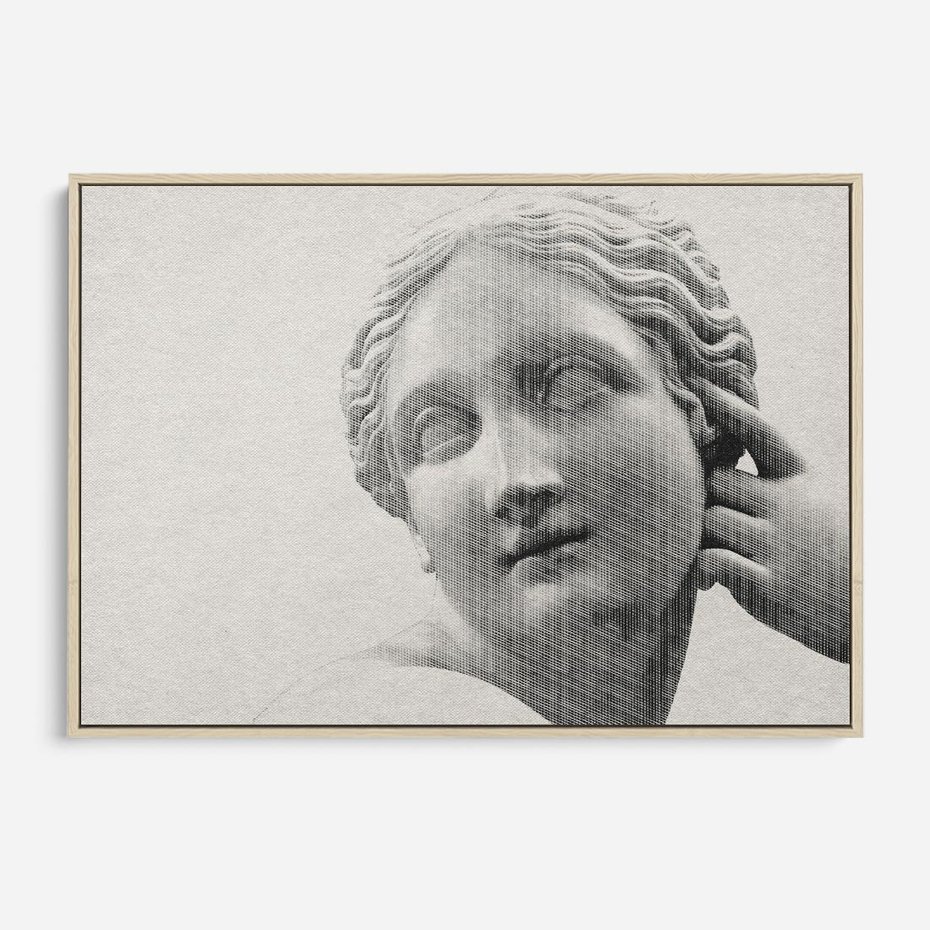 Obraz w ramie 70x50 - Szarość w Kamieniu - monochromatyczna marmurowa rzeźba, odcienie szarości - rama drewno