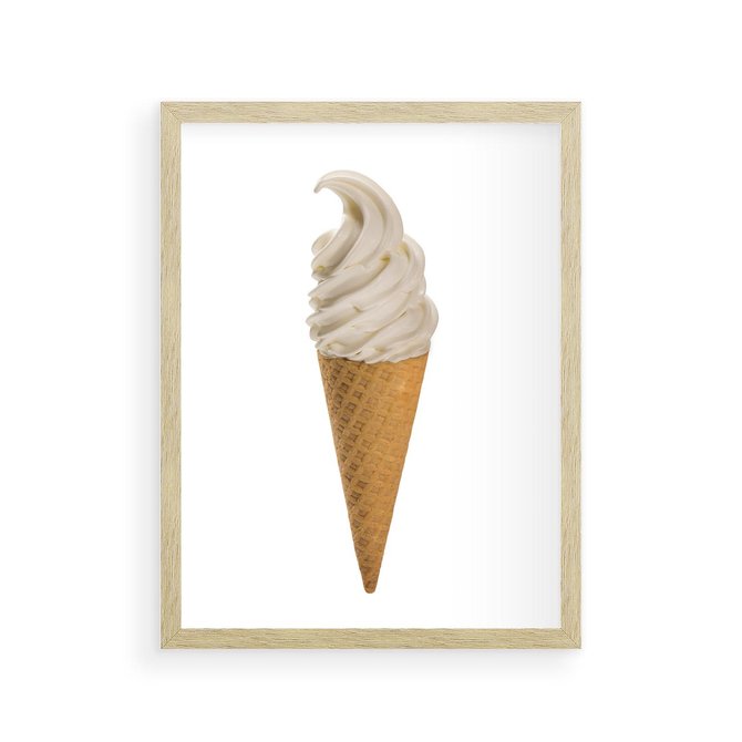 Plakat w ramie 30x40 - Rozkoszna Chłodząca Radość - lody, lód - rama drewno