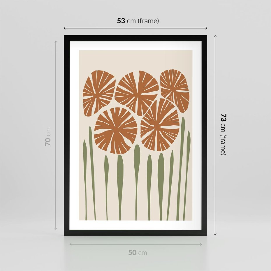 Plakat w ramie 50x70 - Akwarelowe Echa Przyrody - kwiaty, nowoczesny plakat - rama czarna