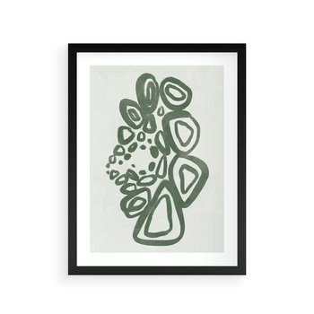 Plakat w ramie 50x70 - Migotliwe Widzenia Zieleni - zielona abstrakcja, zgaszona zieleń - rama czarna