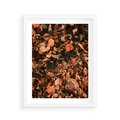 Plakat w ramie 40x50 - Jesienny Splot: Pomarańczowe Liście - liście, pomarańczowe suche liście - rama biała