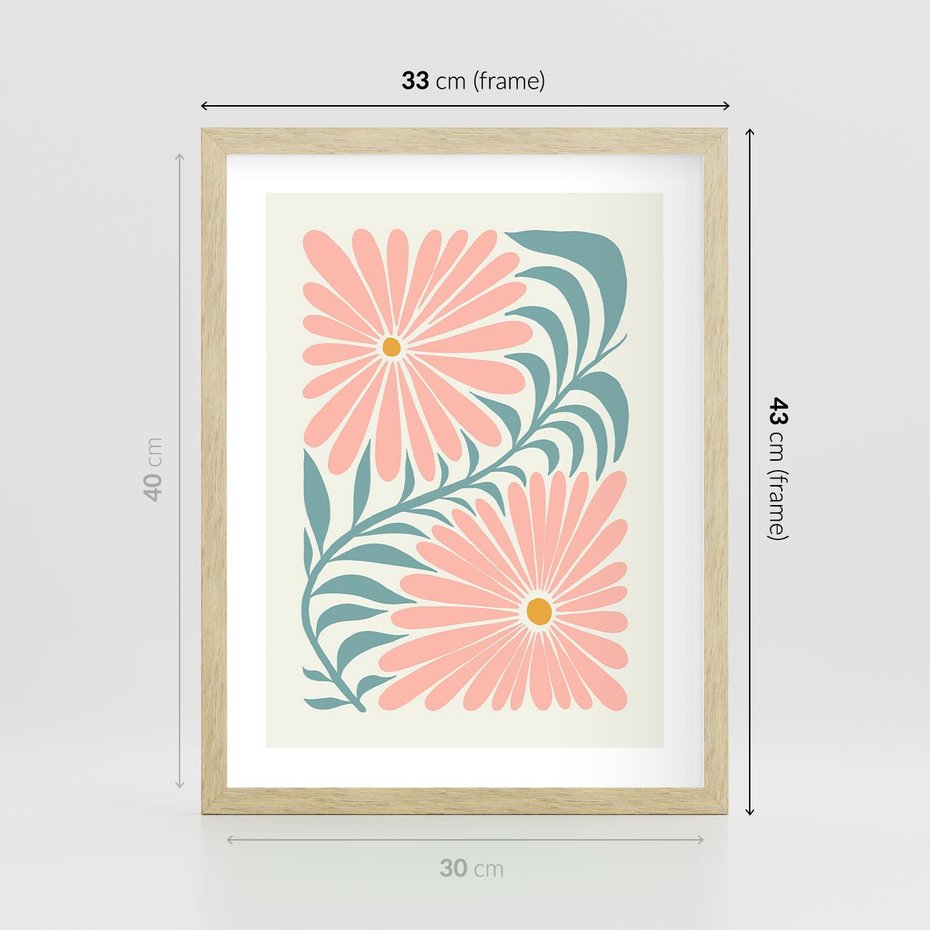 Plakat w ramie 30x40 - Kształtując Marzenia - kwiaty, sztuka nowoczesna - rama drewno