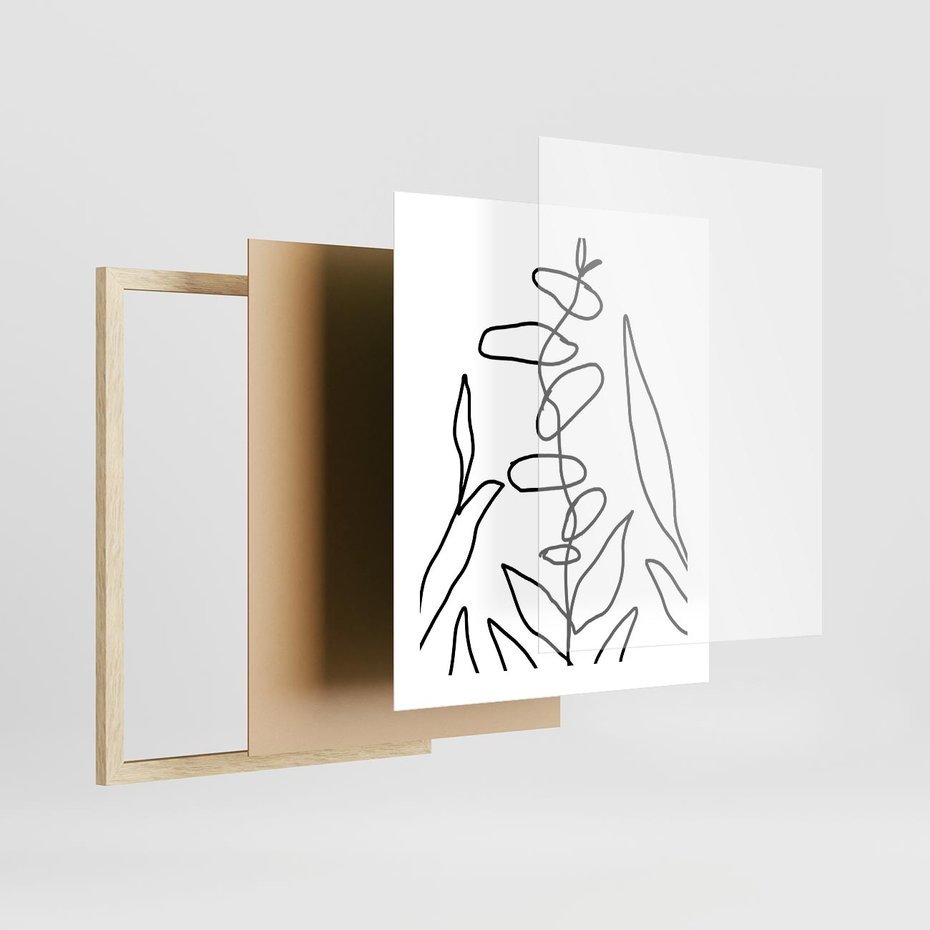 Plakat w ramie 40x50 - Liście Mocy - mroczna sztuka, minimalizm - rama drewno