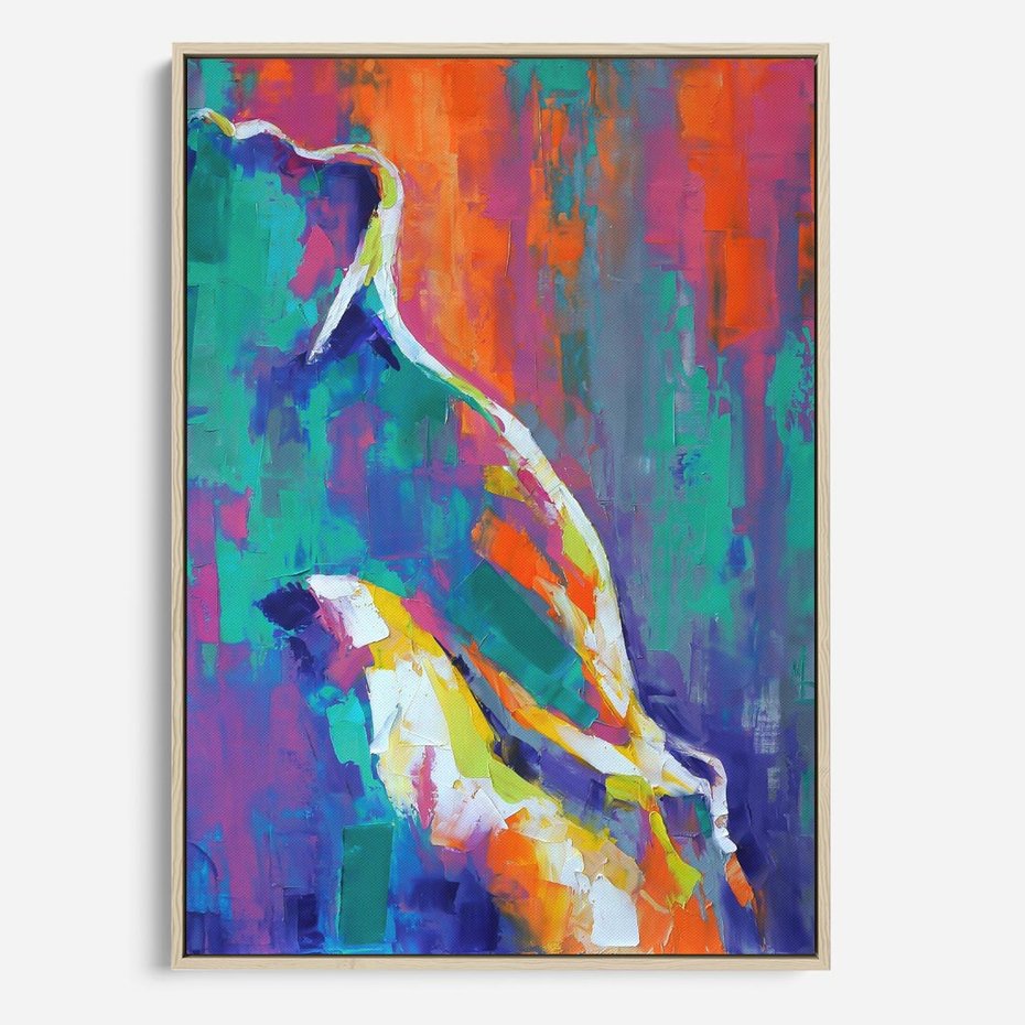 Obraz w ramie 50x70 - Olejne Wibrujące Emocje - abstrakcyjny obraz, różne kolorowe maźnięcia pędzla - rama drewno