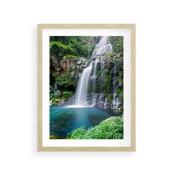Plakat w ramie 50x70 - Tropikalny Wodospad - wodospad, tropikalny - rama drewno