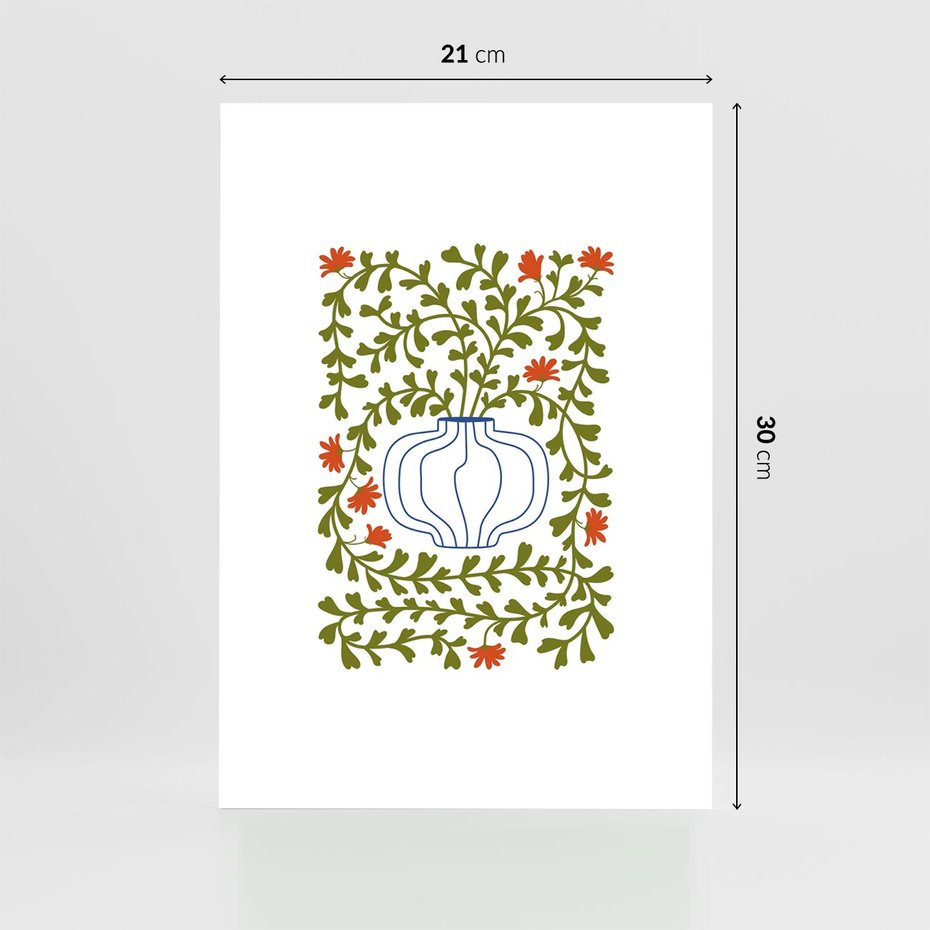 Plakat bez ramy 21x30 - Wewnętrzne Fale - kwiaty w wazonie, minimalizm
