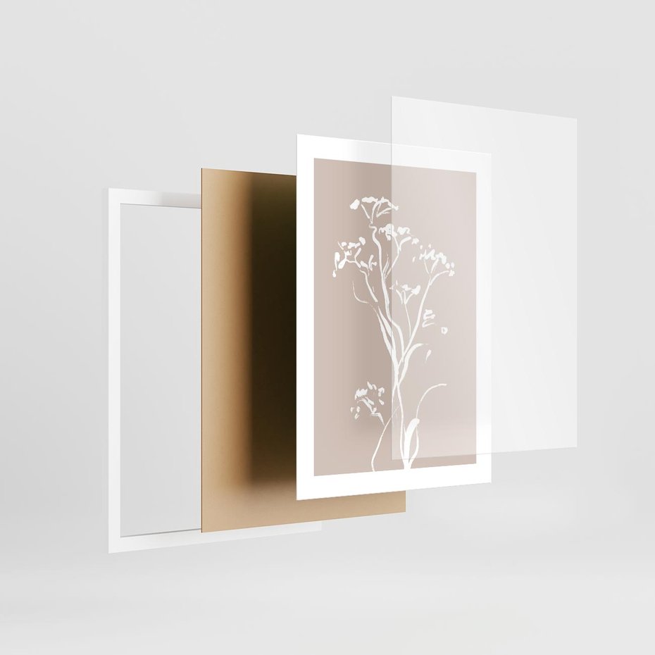 Plakat w ramie 30x40 - Harmonijne Mini Boho - minimalistyczny delikatny obraz, beżowe odcienie - rama biała