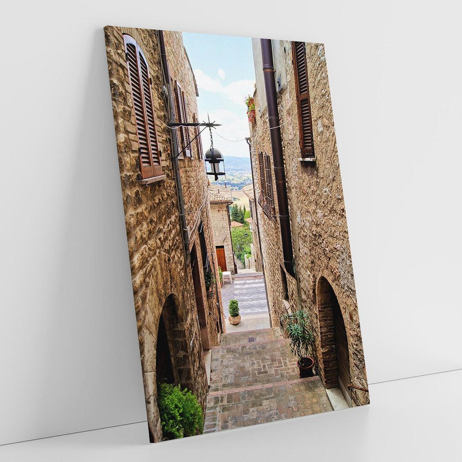 Obraz na płótnie 80x120 - Perspektywa malowniczej uliczki - uliczka, perspektywa