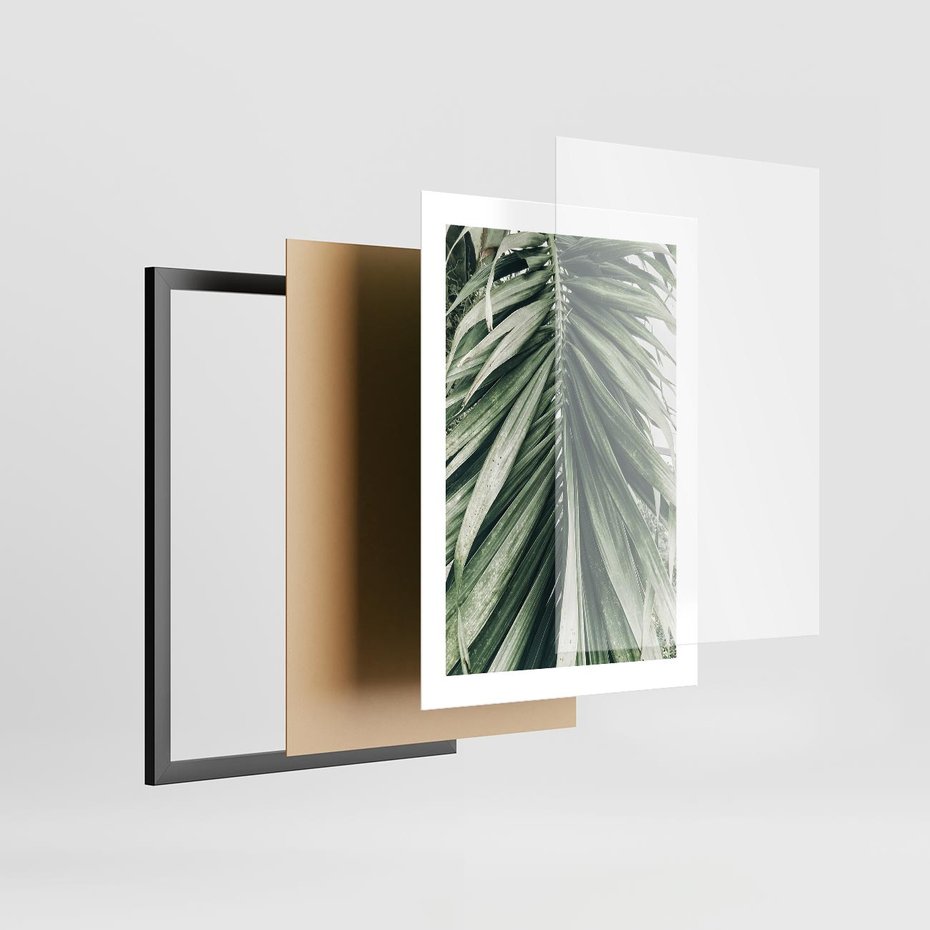 Plakat w ramie 30x40 - Spokojna Piękność Palmowych Liści - palma, liście palmy - rama czarna