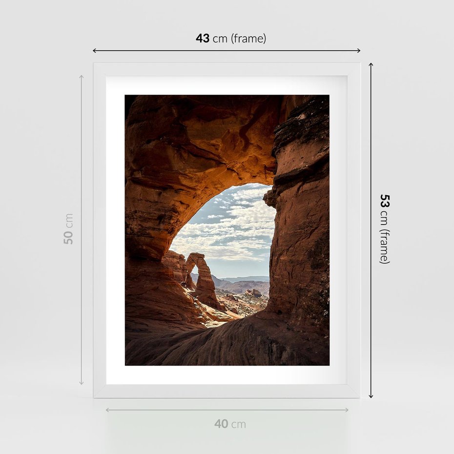 Plakat w ramie 40x50 - Magia pustynnego kanionu - pustynia, kanion - rama biała