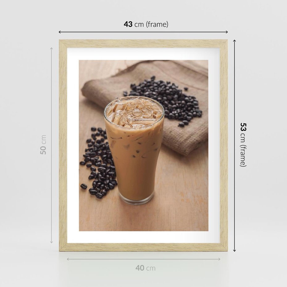 Plakat w ramie 40x50 - Kawa ice coffee: orzeźwiający napój - kawa, ice - rama drewno