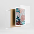 Plakat w ramie 50x70 - Impresje Kształtów - abstrakcyjna kompozycja kwiatowych form, kolor zgaszone - rama biała