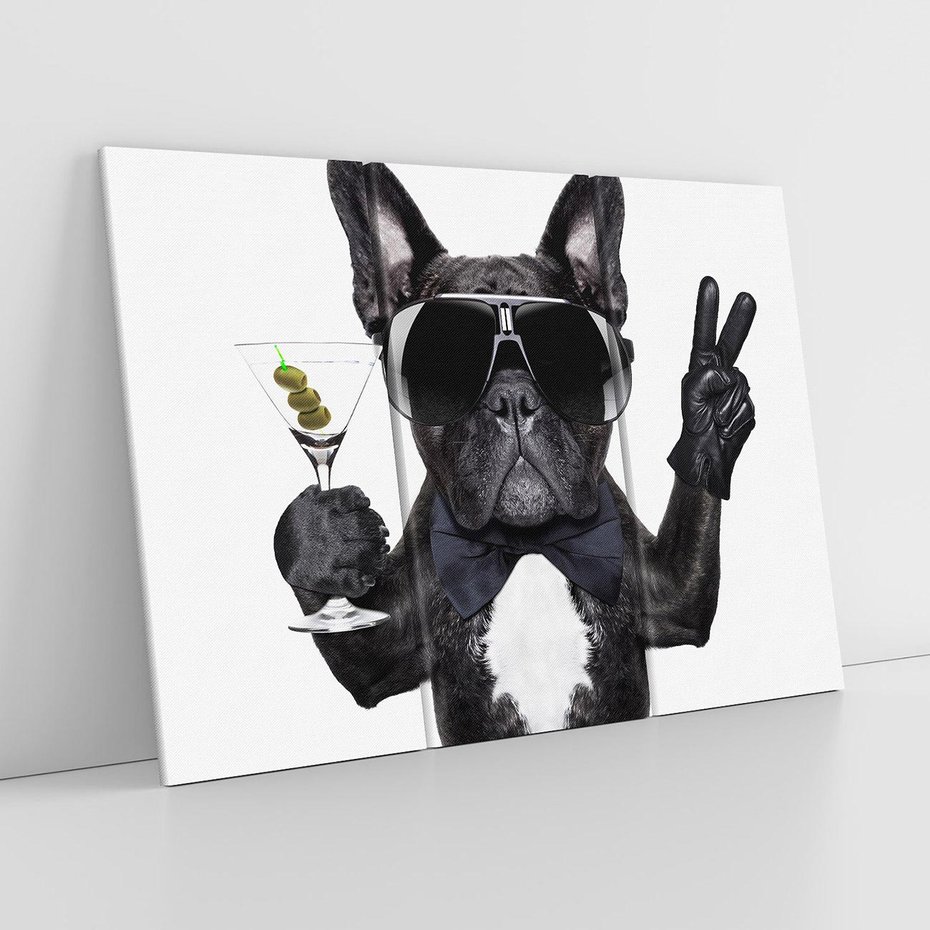 Obraz na płótnie 120x80 - Boxer Drink Zabawa - pies, boxer