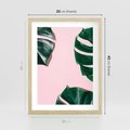 Plakat w ramie 30x40 - Minimalizm Natury - minimalizm, liście monstery - rama drewno