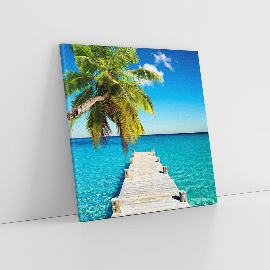 Obraz na płótnie 80x80 - Hawajskie Palmy - palma, morze