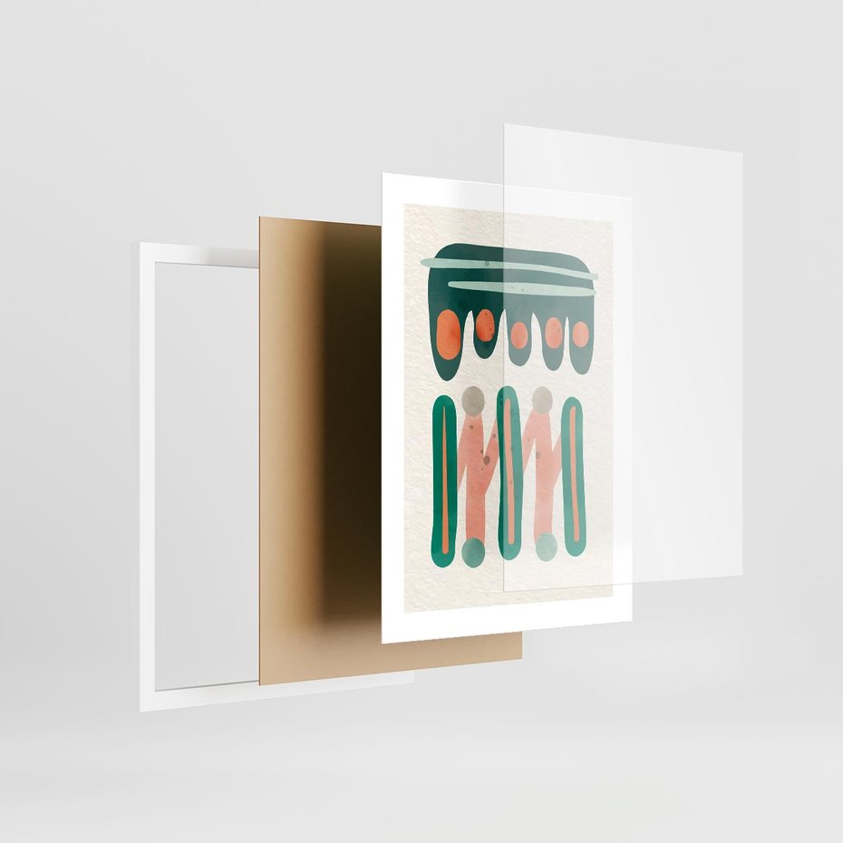 Plakat w ramie 30x40 - Zaklęte Wzory Natury - przypadkowe abstrakcyjne wzory, pomarańczowy i zielony - rama biała