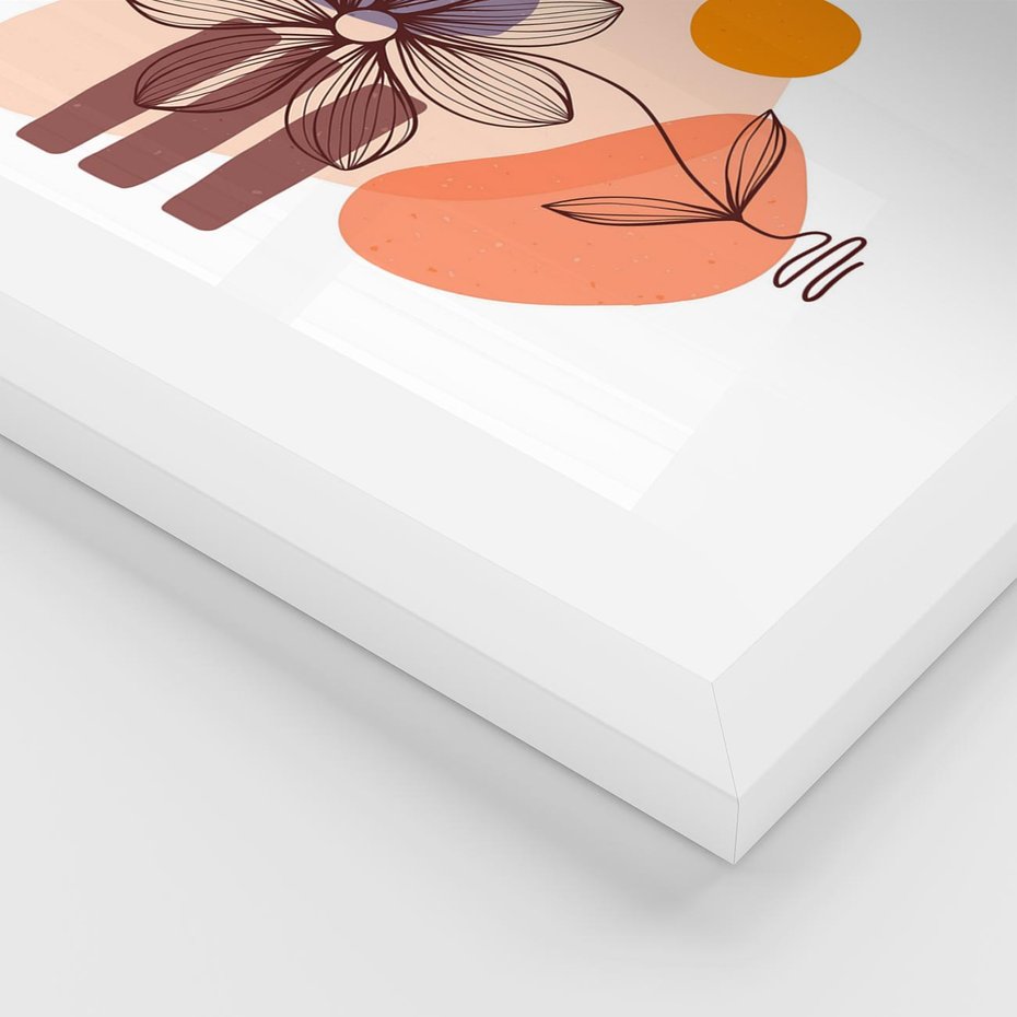 Plakat w ramie 30x40 - Migocące Odbicia Kwiatów - abstrakcyjna sztuka, plamy - rama biała