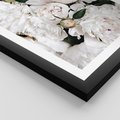 Plakat w ramie 30x40 - Modne Białe Kwiaty - białe kwiaty, płatki - rama czarna