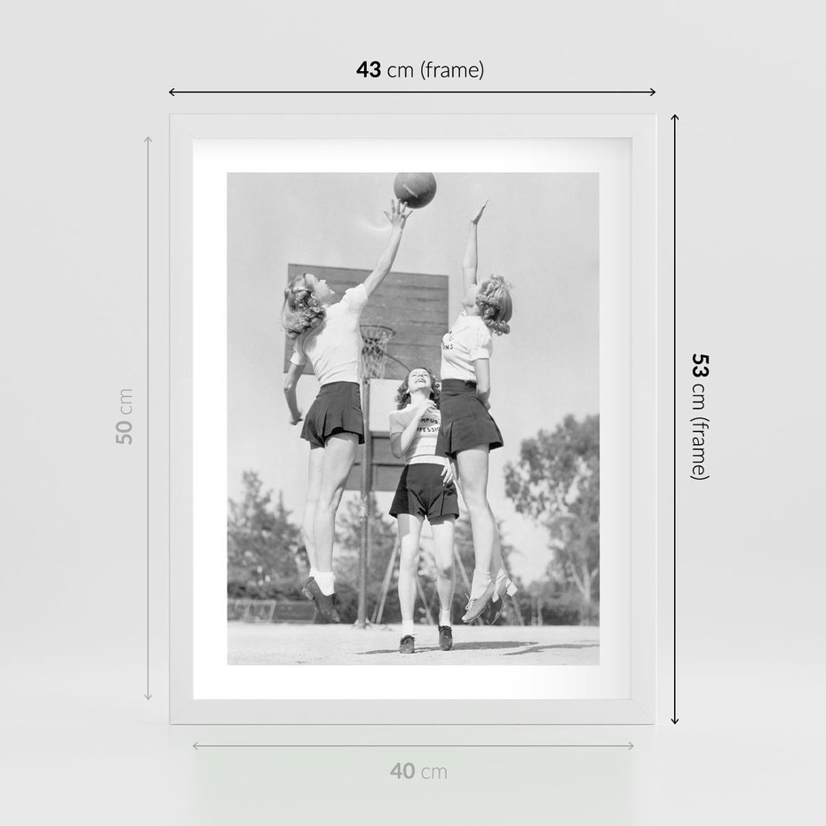 Plakat w ramie 40x50 - Sport to Zdrowie - retro zdjęcie, czarno białe - rama biała